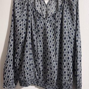 Geometric Patterned Women's Lucky Brand Long-Sleeve Blouse